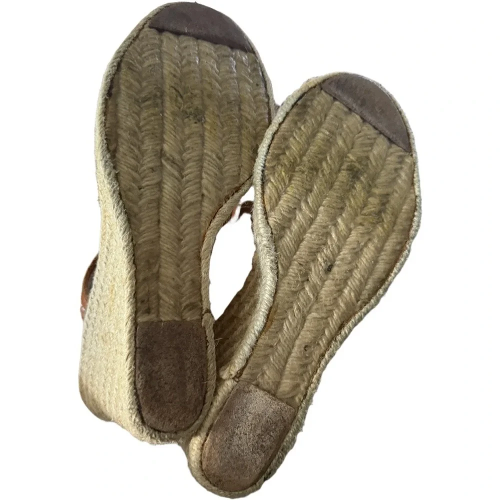 Lauren Ralph Lauren Espadrille Wedge Sandals Size 10 Taupe Brown Leather Heels